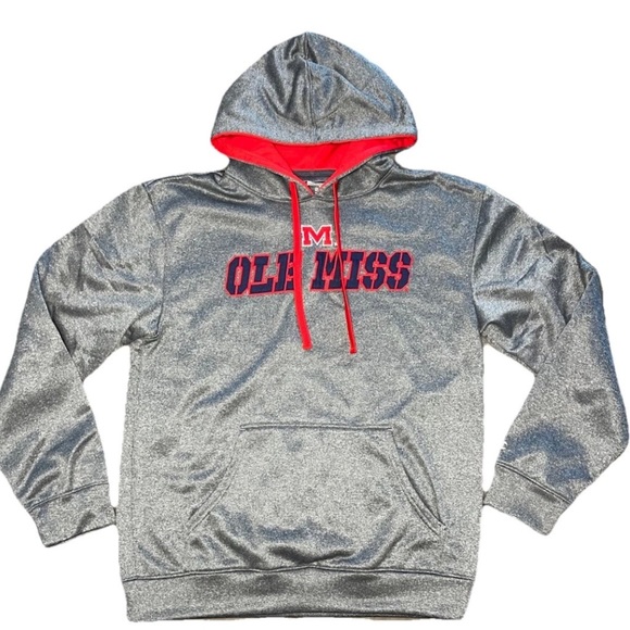 Champion Gray Ole Miss Hoodie Sweatshirt Pullover Kangaroo Men’s Medium NWOT - Picture 1 of 6
